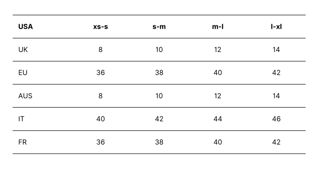 Usl Size Chart Sizing Guide – Nol Collective
