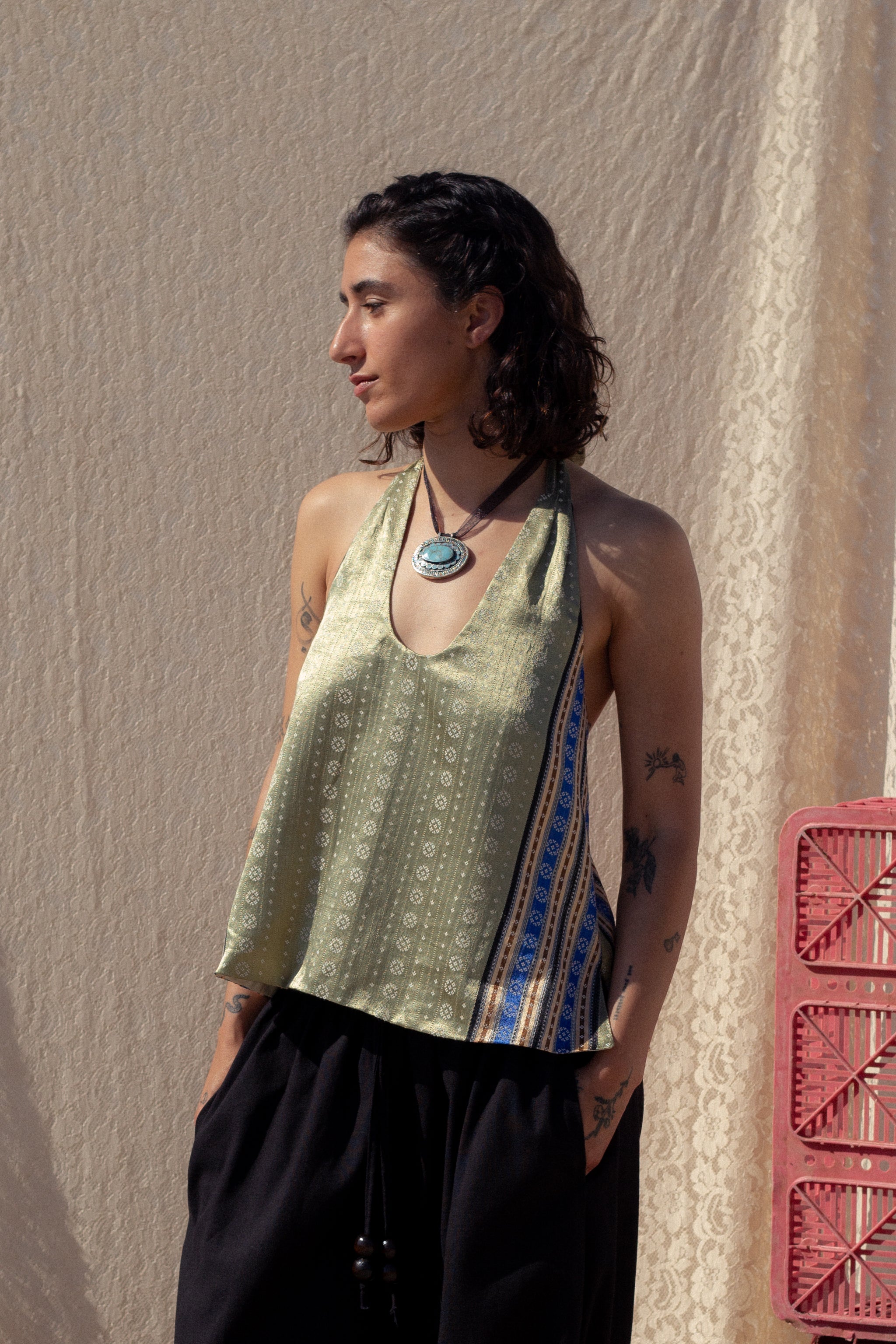 Kenzah halter top (Syrian silk) – Nol Collective